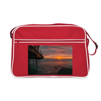 Sunrise Saltburn Pier at Quiet Shore - Retro Bag - red/white - Front