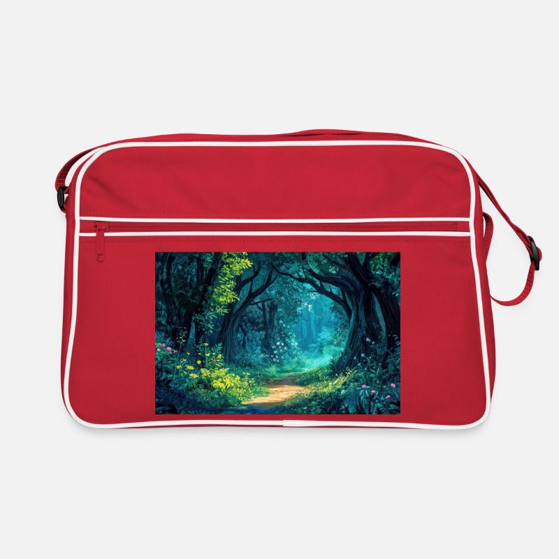 Illustration einer Waldlandschaft Retro Tasche