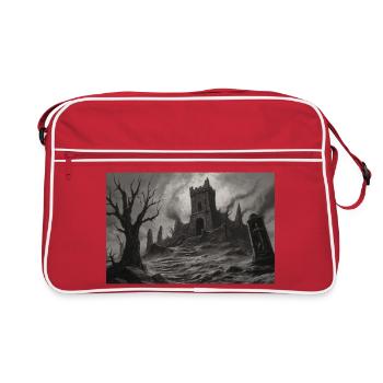 Landscape of a ruined medieval castle  - Sac Retro - rouge/blanc - Devant