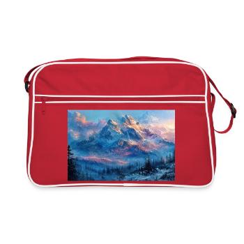 Illustration of a Mountain Landscape  - Sac Retro - rouge/blanc - Devant