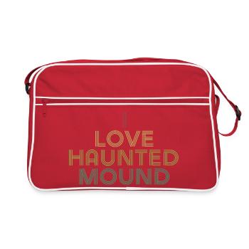 I Love Haunted Mound BF Shirt Distressed Retro - Retro Tasche - Rot/Weiß - Vorne