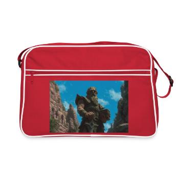 Illustration of a fantasy landscape - Sac Retro - rouge/blanc - Devant