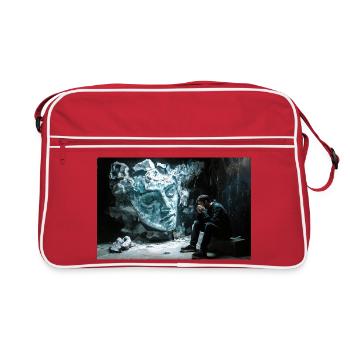 Broken statue, pensive man - Retro Bag - red/white - Front