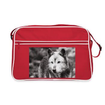 Lone Wolf Black and White - Retro Bag - red/white - Front