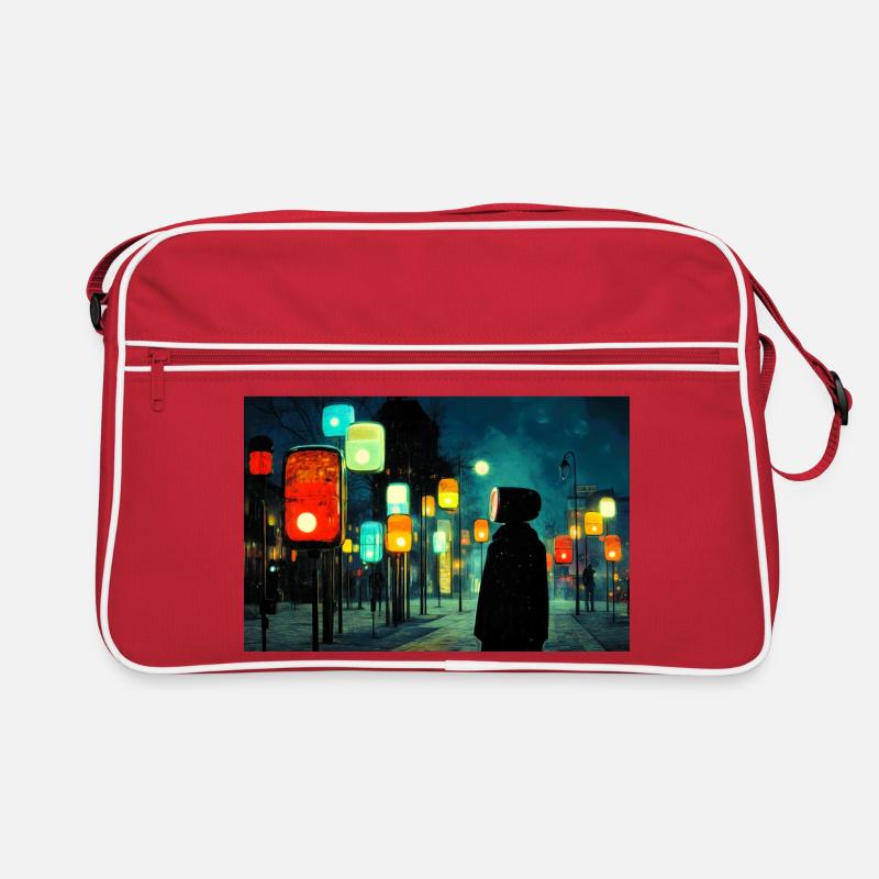 Night lamp path in neon light Ampelmännchen Retro Bag