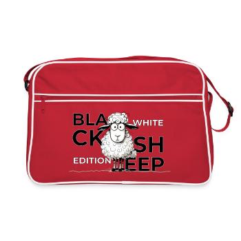 Black Sheep White Edition Typo Trend Schafe Spruch - Retro Tasche - Rot/Weiß - Vorne