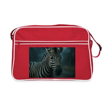 Zebra in the rainy night - Retro Bag - red/white - Front