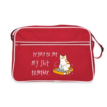 J’essaie de reprendre mes idées en ordre dans la litière pour chat - Sac Retro - rouge/blanc - Devant