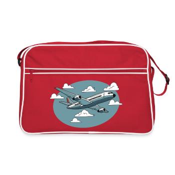 Aviation Cartoon in Blue Sky - Retro Bag - red/white - Front