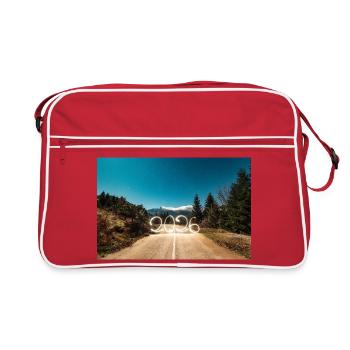 Year 2026 Light Painted with snowy mountains - Retro Bag - red/white - Front
