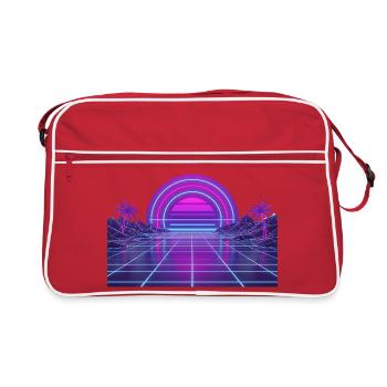 Neon Retro Sonnenuntergang Grid 90s - Retro Tasche - Rot/Weiß - Vorne