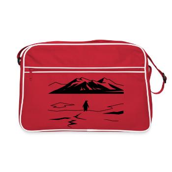 But Why Penguin Meme Minimalist Art - Retro Bag - red/white - Front