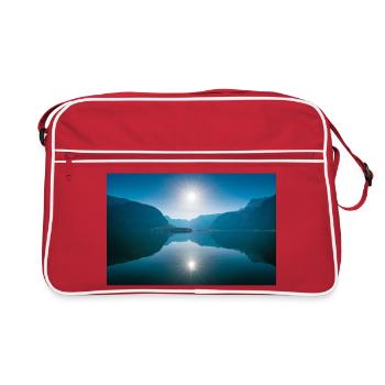 Lac de montagne reflétant le lac Hallstatt - Sac Retro - rouge/blanc - Devant