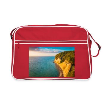 Kreideküste im Goldenen Licht - Retro Tasche - Rot/Weiß - Vorne