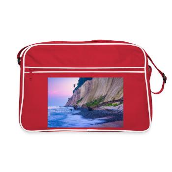 La côte de craie sur l’île de Rügen le soir - Sac Retro - rouge/blanc - Devant