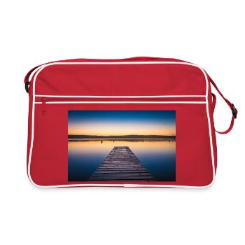 Jetty by the lake at dawn - Retro Bag - red/white - Front