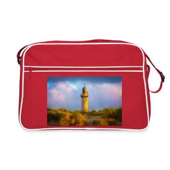 Warnemünde Lighthouse in the evening - Retro Bag - red/white - Front