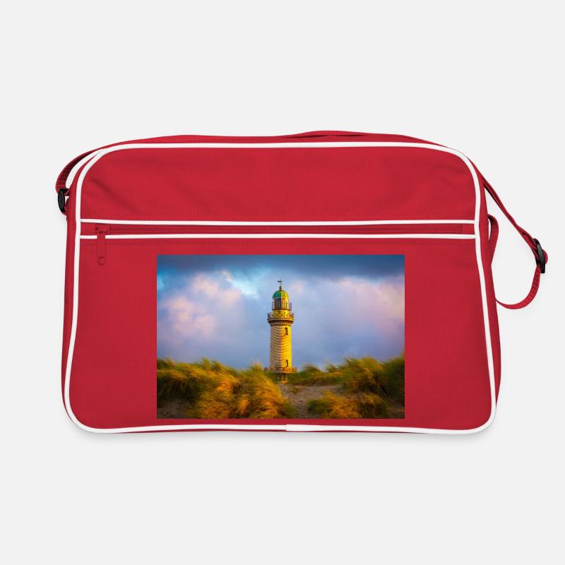 Phare de Warnemünde le soir Sac Retro