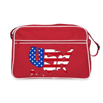 USA Lettreries America Outline Drapeau américain - Sac Retro - rouge/blanc - Devant
