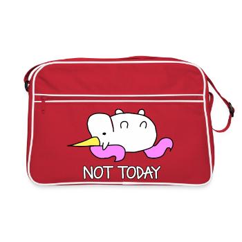 Lazy Unicorn Not Today Saying - Retro Bag - red/white - Front