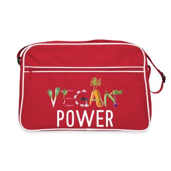 Vegan Power Vegetable Typography Funny Vegan Art - Retro Tasche - Rot/Weiß - Vorne