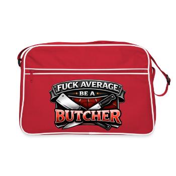 Metzger Shirt – Fuck Average Be A Butcher - Retro Tasche - Rot/Weiß - Vorne