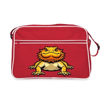 Flammensalamander Karikatur - Retro Tasche - Rot/Weiß - Vorne