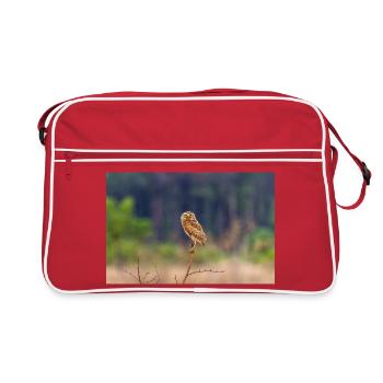 Eule die Eule - Retro Tasche - Rot/Weiß - Vorne