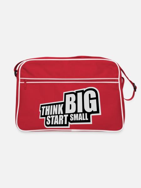 Pensez Grand, Commence, Petit, Motivation, Mentalité, Évolution. - Sac Retro - rouge/blanc - Devant