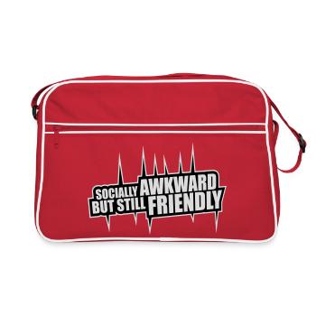 Socially Awkward But Still Friendly Funny Saying - Retro Bag - red/white - Front