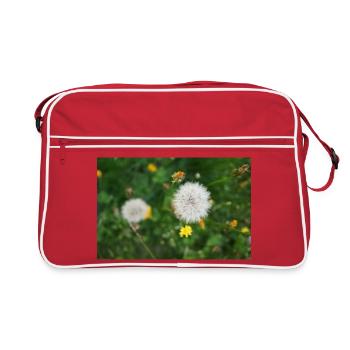 Löwenzahnpuff im Frühlingsfeld - Retro Tasche - Rot/Weiß - Vorne