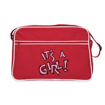 It's A Girl Retro Typography Design - Retro Bag - red/white - Front