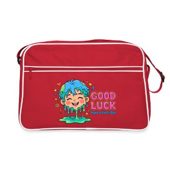 BONNE CHANCE - Visage Heureux Goutteuse - Bonne journée - Sac Retro - rouge/blanc - Devant