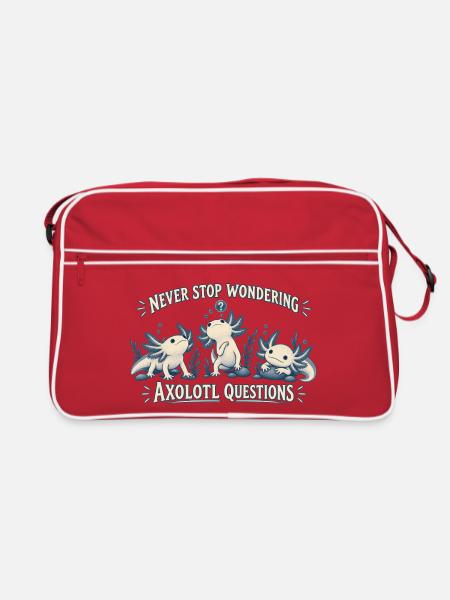 Axolotl Fragen - Retro Tasche - Rot/Weiß
