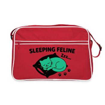 Schlafende Katze Kissen Logo - Retro Tasche - Rot/Weiß - Vorne