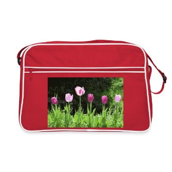 Tulpen im Frühling - Retro Tasche - Rot/Weiß - Vorne