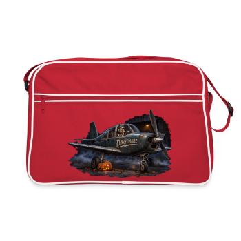 Flightmare – Verfluchtes Vintage-Flugzeug, Halloween - Retro Tasche - Rot/Weiß - Vorne