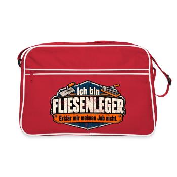 Ich bin Fliesenleger. Erklär mir meinen Job nicht! - Retro Tasche - Rot/Weiß - Vorne