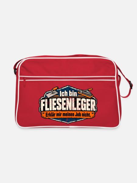 Ich bin Fliesenleger. Erklär mir meinen Job nicht! - Retro Tasche - Rot/Weiß