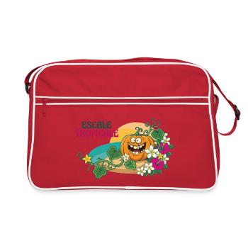 Paradise Tropical Pumpkin Exotische Blumen - Retro Tasche - Rot/Weiß - Vorne