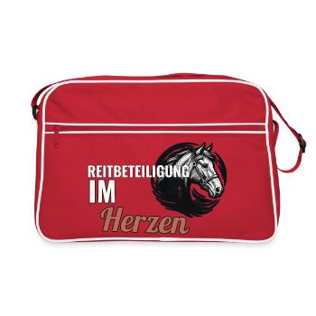 Reitbeteiligung im Herzen Geschenk für Pferdefreun - Retro Tasche - Rot/Weiß - Vorne
