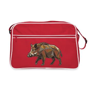 Poly Stil Wildschwein - Retro Tasche - Rot/Weiß - Vorne
