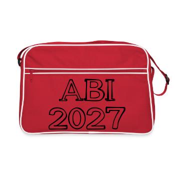 Abi 2027 Schriftzug handgezeichnet - Retro Tasche - Rot/Weiß - Vorne