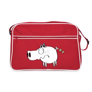Cochon heureux péter chance je Wutz I Nouvel An - Sac Retro - rouge/blanc - Devant