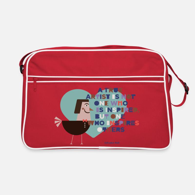 Vogel der Inspiration Kunstmotiv - Retro Tasche - Rot/Weiß
