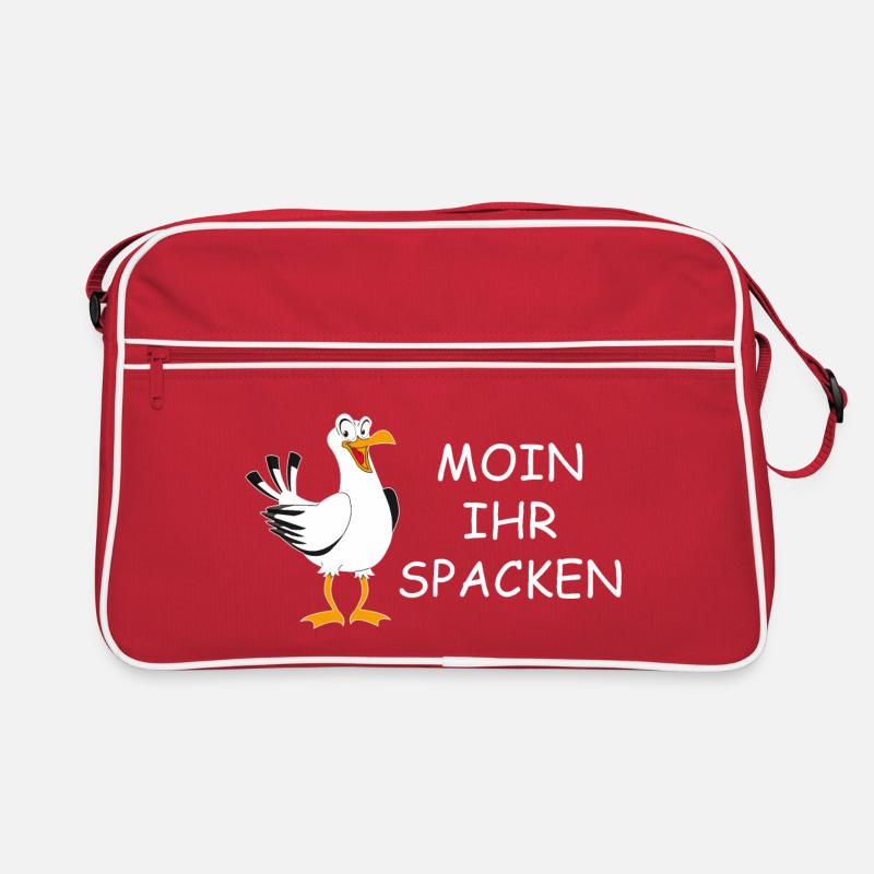 Moin ihr Spacken - Retro Tasche - Rot/Weiß
