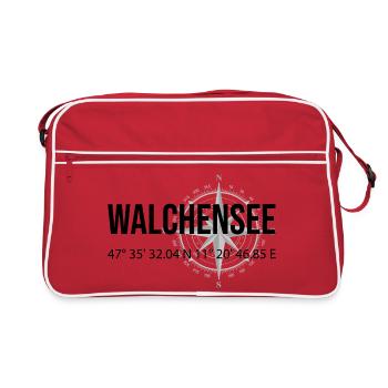 Koordinaten Walchensee - Retro Tasche - Rot/Weiß - Vorne