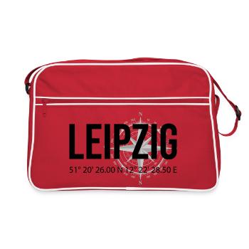 Koordinaten Leipzig - Retro Tasche - Rot/Weiß - Vorne