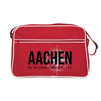 Koordinaten Aachen - Retro Tasche - Rot/Weiß - Vorne