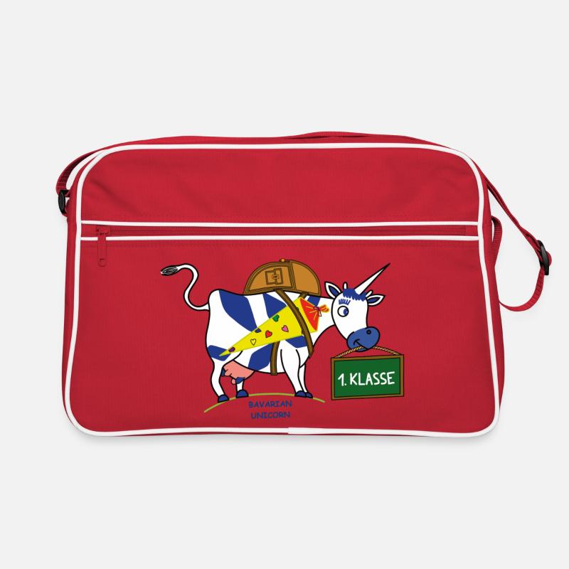 BAVARIAN UNICORN - Schule - Retro Tasche - Rot/Weiß